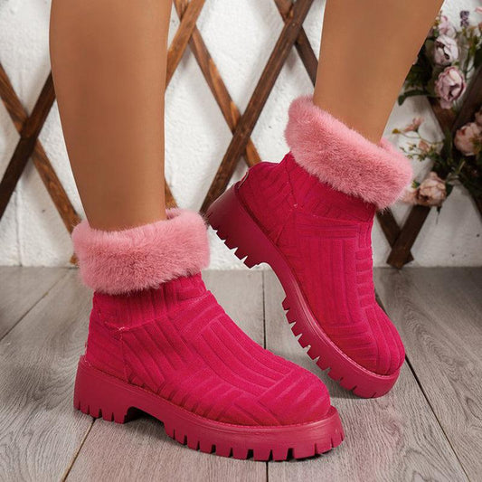 Cheky - Winter Ankle Boots Fashoin Thick-soled Thickened Snow Boots For Women Plush Shoes