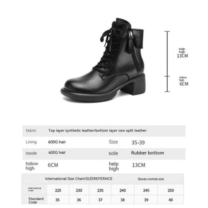 Cheky - Thick Bottom Solid Color Ankle Boots Women