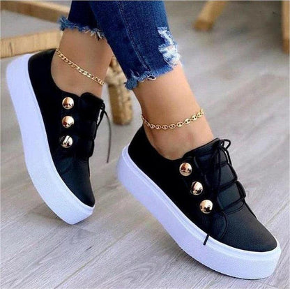 Cheky - Lace-up Flats Sneakers Women Rivet Casual Shoes