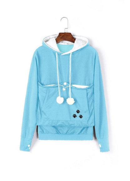 Cheky - Cute Hoodies Pullover Sweatshirts With Pet Pocket For Cat Clothes Winter Women