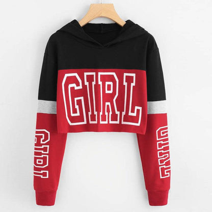 Cheky - Harajuku Hoodies Sweatshirt Women Streetwear Letter Crop Top Hoodie