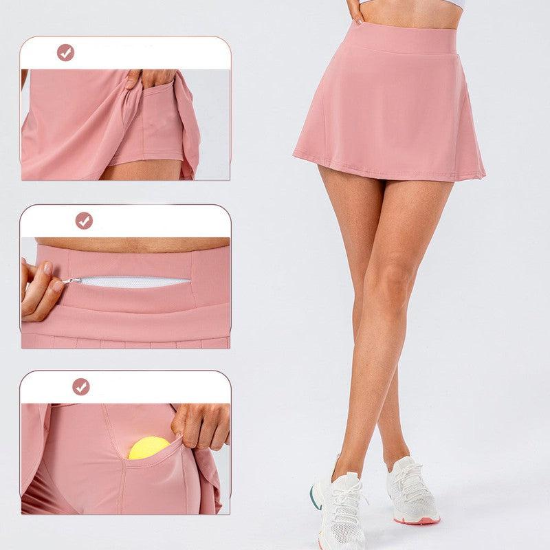 Cheky - High Quality Tennis Skirt With Zipped Pocket Women Pleated Sports Skirt