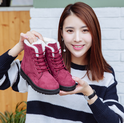 Cheky - Winter New Women Snow Boots Flat With Large Size Casual Cotton Shoes Trend Women Vulcanized Shoes Artificial Plush