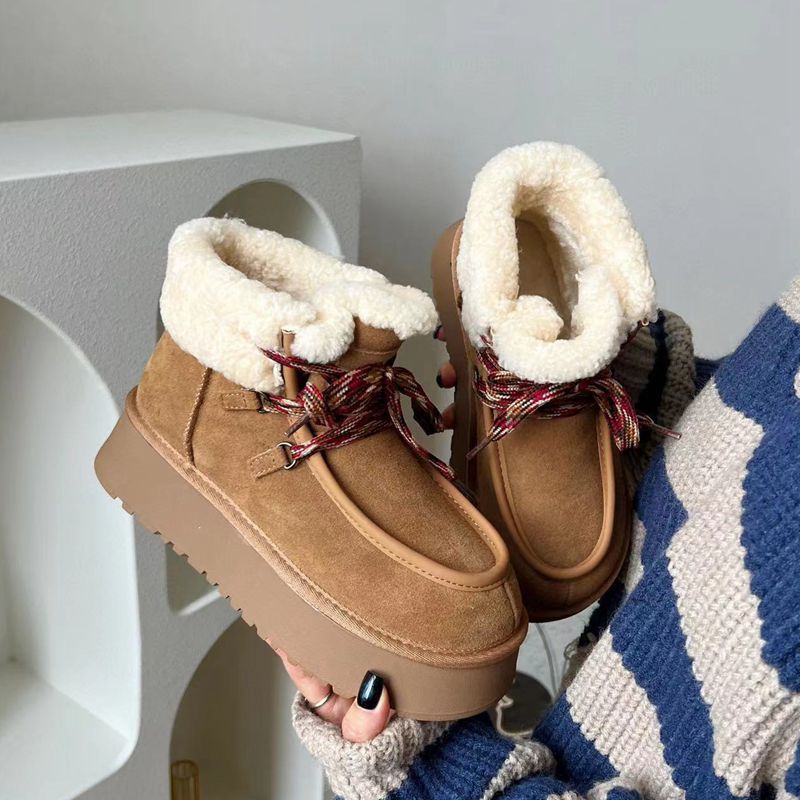 Cheky - Women's Thick Bottom Increased By Woolen Slipper And Thickened By Warm Snow Boots