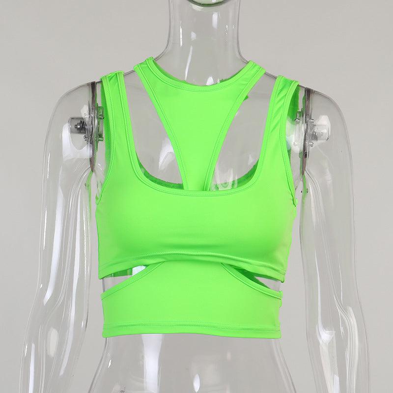 Cheky - Tops Sexy Sleeveless Hollow Positive And Negative Sports Undershirt Yoga Tops