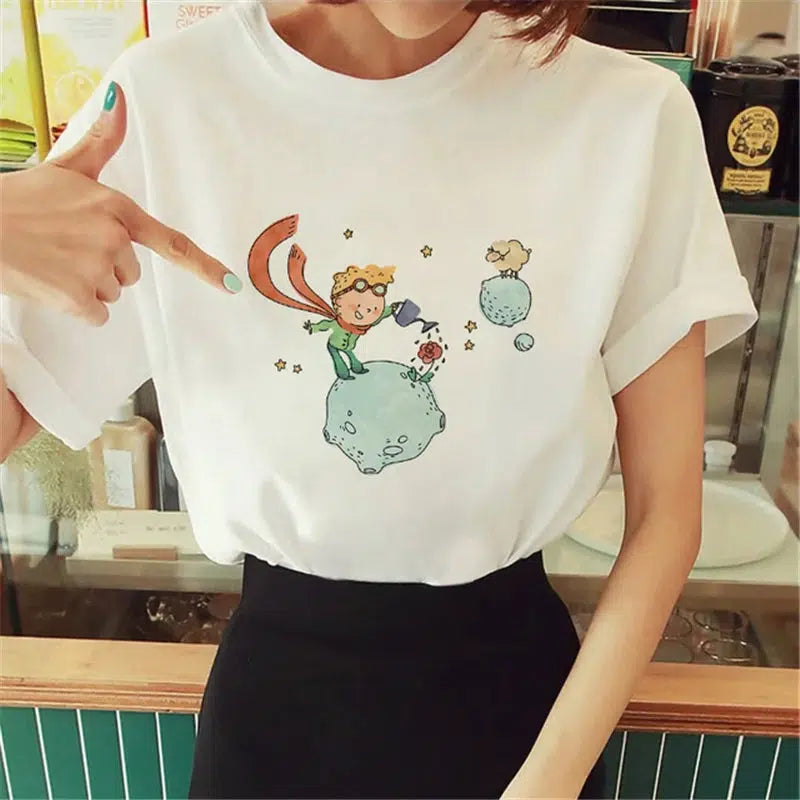 Cheky - Hot Spring Summer Little Prince Graphic Women's T-Shirt Little Prince Graphic Tees Vouge Shirts For women O-Neck Short Sleeve