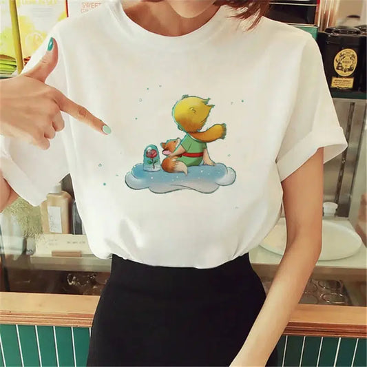 Cheky - Hot Spring Summer Little Prince Graphic Women's T-Shirt Little Prince Graphic Tees Vouge Shirts For women O-Neck Short Sleeve