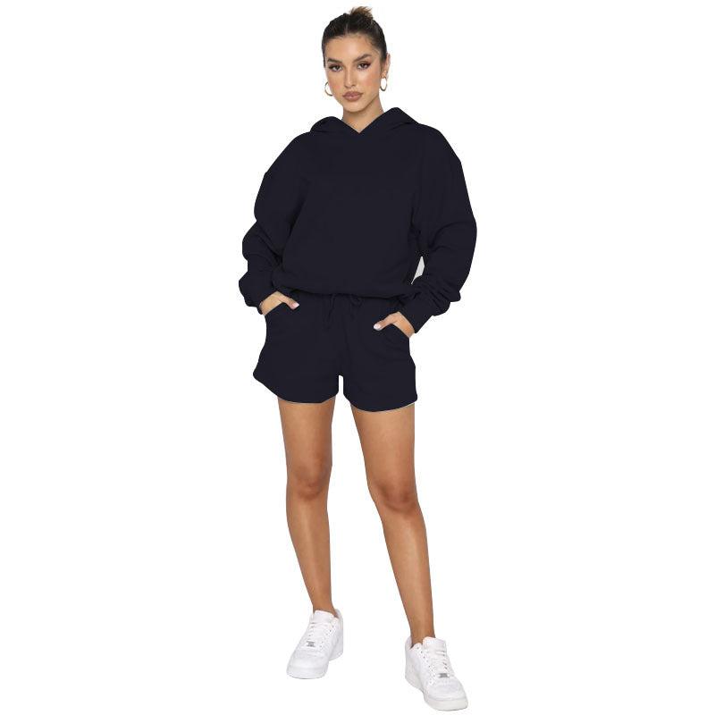 Cheky - Solid Color Pullover Hooded Long Sleeves Sweater For Women