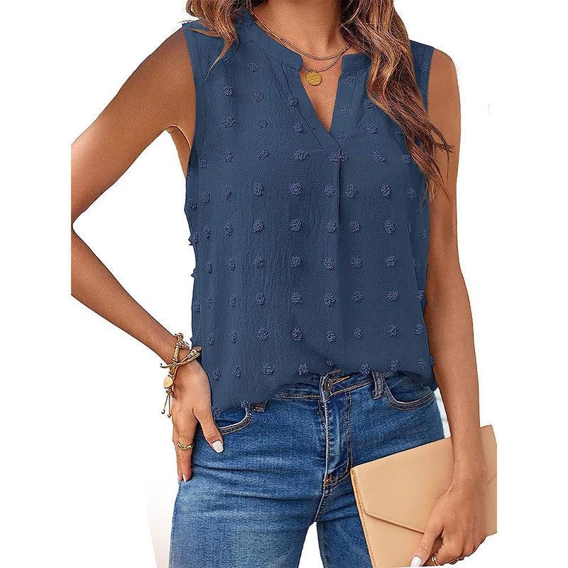 Cheky - Women's Jacquard Sleeveless V-neck Vest