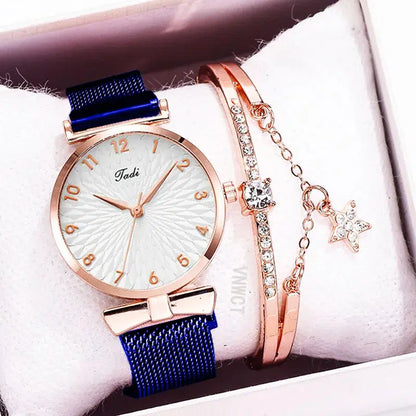 Cheky - New stock!! Women Watches Pentagram Bracelet Female Magnetic Mesh Band Woman Watch Bracelet lazy watch Montre Femme Reloj Mujer