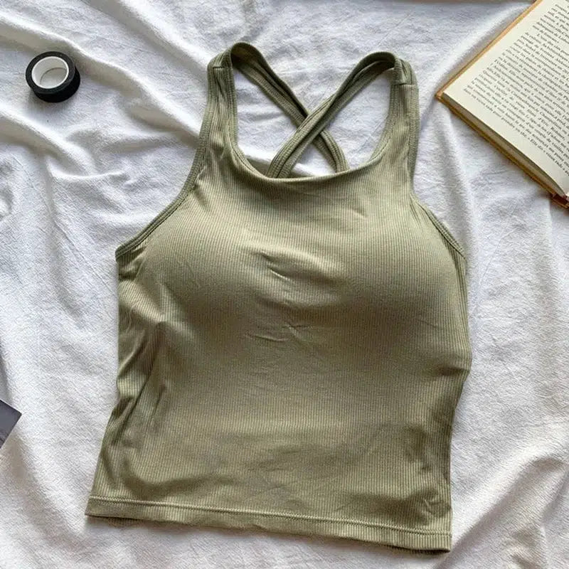 Cheky - Tank Tops Women With Built In Bra Spaghetti Strap Tanks For Woman Solid Color Casual Summer Camis Female Korean Style Dropship