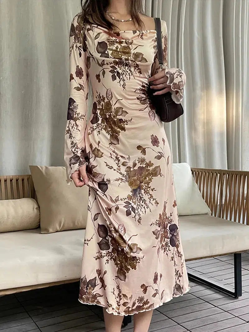 Cheky - Rockmore Y2K Vintage Party Long Dress Grunge Fairycore Print Maxi Dresses Elegant Beach Style Backless Sundress Women Clothes