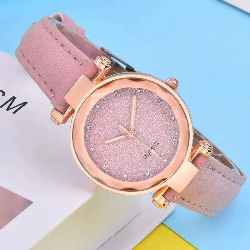 Cheky - 4PCS Set Luxury Women Watches Rhinestone Fashion Elegant Wristwatch Quartz Watch Ladies Clock For Girl Gift