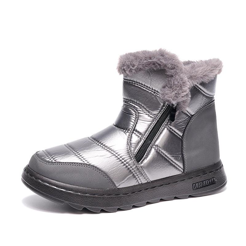 Cheky - Winter Thick Plush Snow Boots With Side ZIpper High Top Platform Warm Cotton Shoes Women Solid Waterproof Fleece Walking Boot