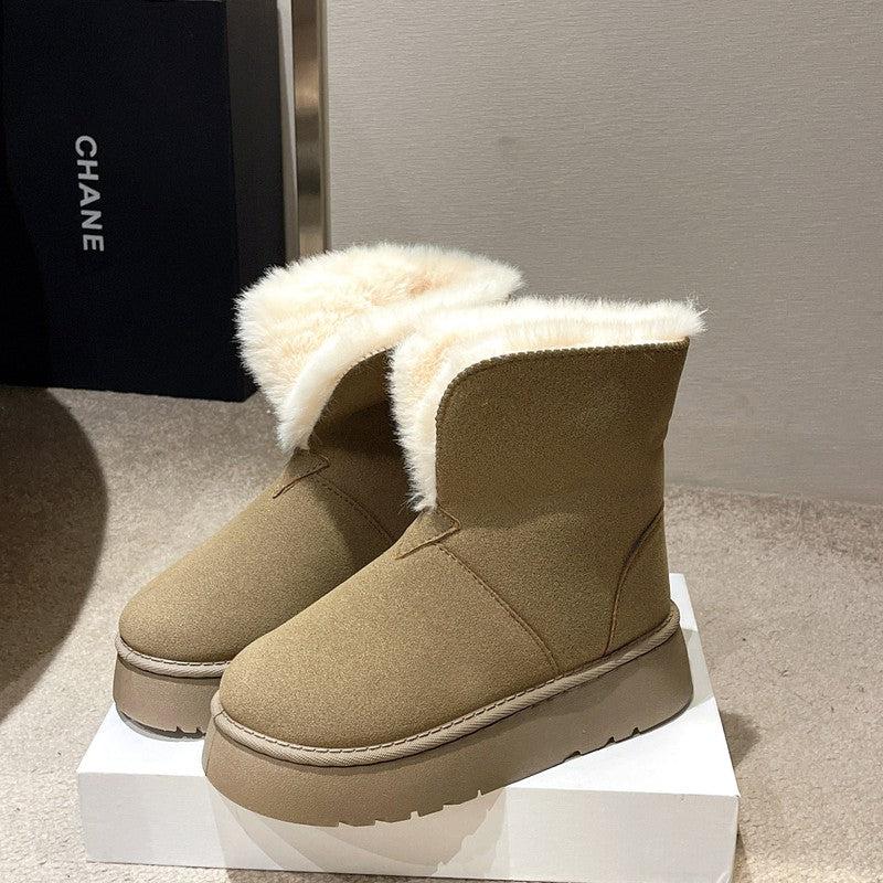 Cheky - Winter Warm Snow Boots New Fashion Foldable Fleece Cotton Shoes For Women Plus Velvet And Thickened Plush Ankle Boots