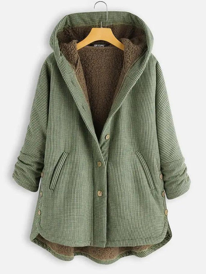 Cheky - Buttoned Solid Hooded Jacket