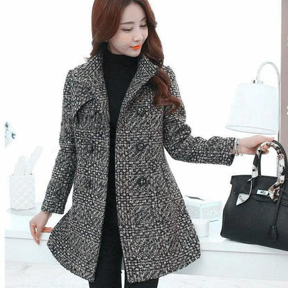 Cheky - Fashion Thick Plaid woolen coat women's clothing