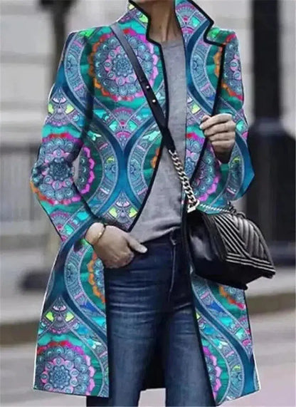 Cheky - Female small printed long sleeve coat lapel