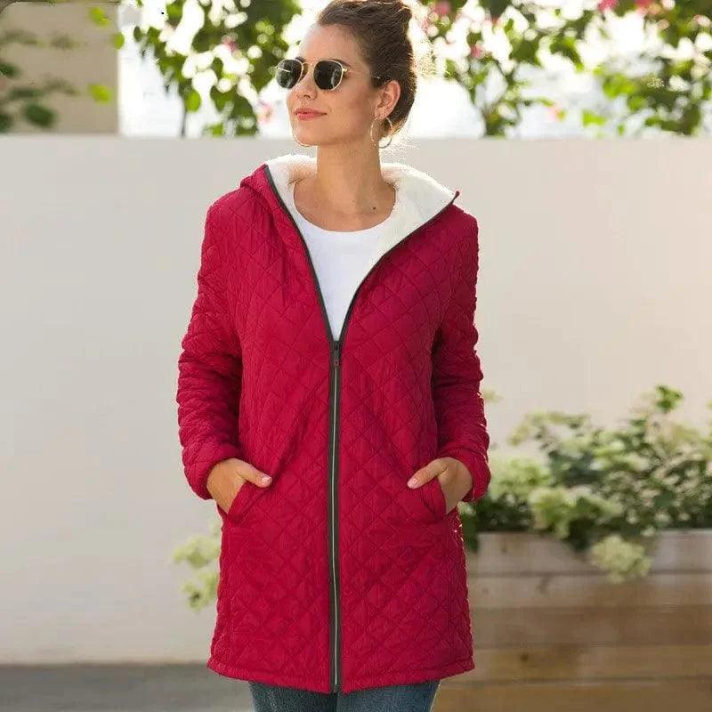 Cheky - Hooded Long-sleeved Light Cotton Coat Women