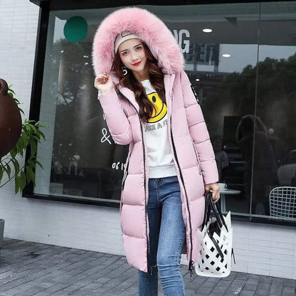 Cheky - Winter Elegance: Chic Padded Jacket with korean Fur Hood