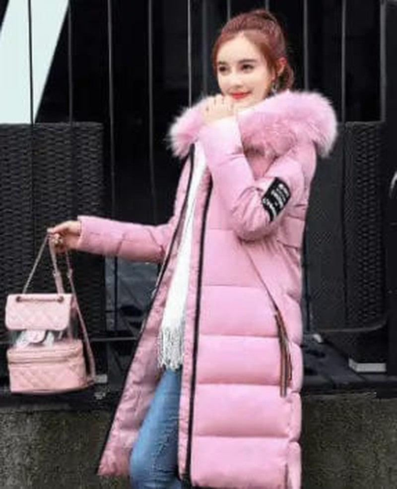 Cheky - Large fur collar mid-length coat