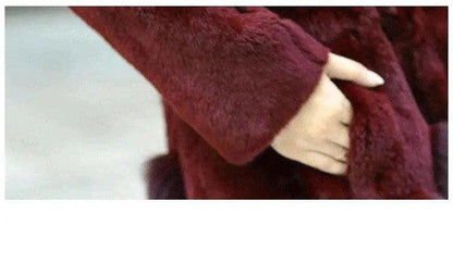 Cheky - Luxurious Mid-Length Mother Coat with Fox Fur Collar