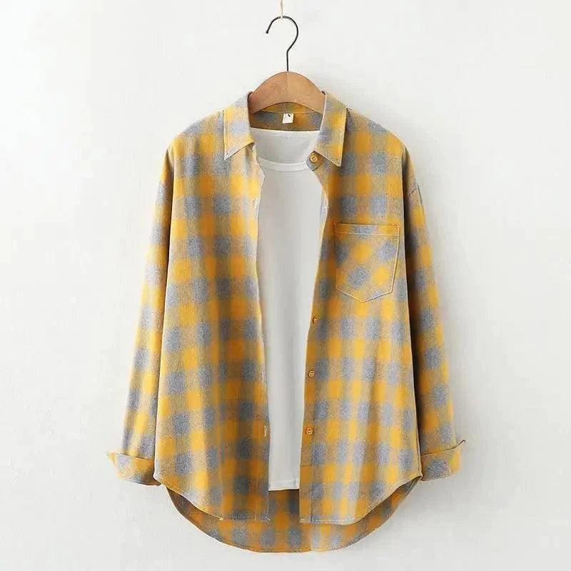 Cheky - Plaid Shirt Women'S Long-Sleeved Loose Shirt Jacket