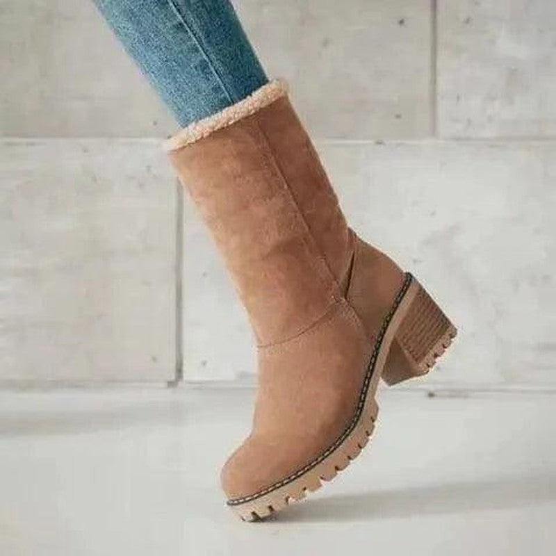 Cheky - Suede Ankle Boots Adjustable Platform Heels Shoes