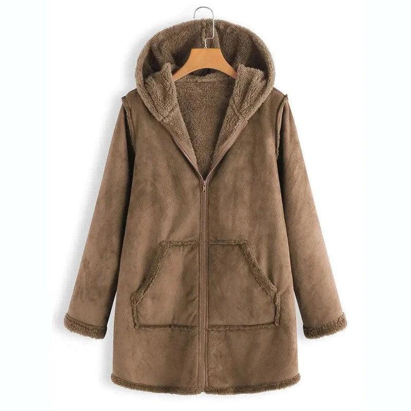 Cheky - Winter Pocket Warm Plush Hooded Coat